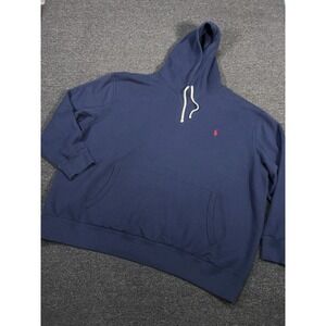 Polo Ralph Lauren RL Fleece Hoodie Men's 3XB Navy Blue Pony Pullover Drawstrings